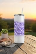 Personalized White Skinny Tumbler - New Setting